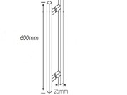 Marshall Square Double Handle - 480mm CTC, 600mm Oa, 25mm Square - Polished Stainless Steel